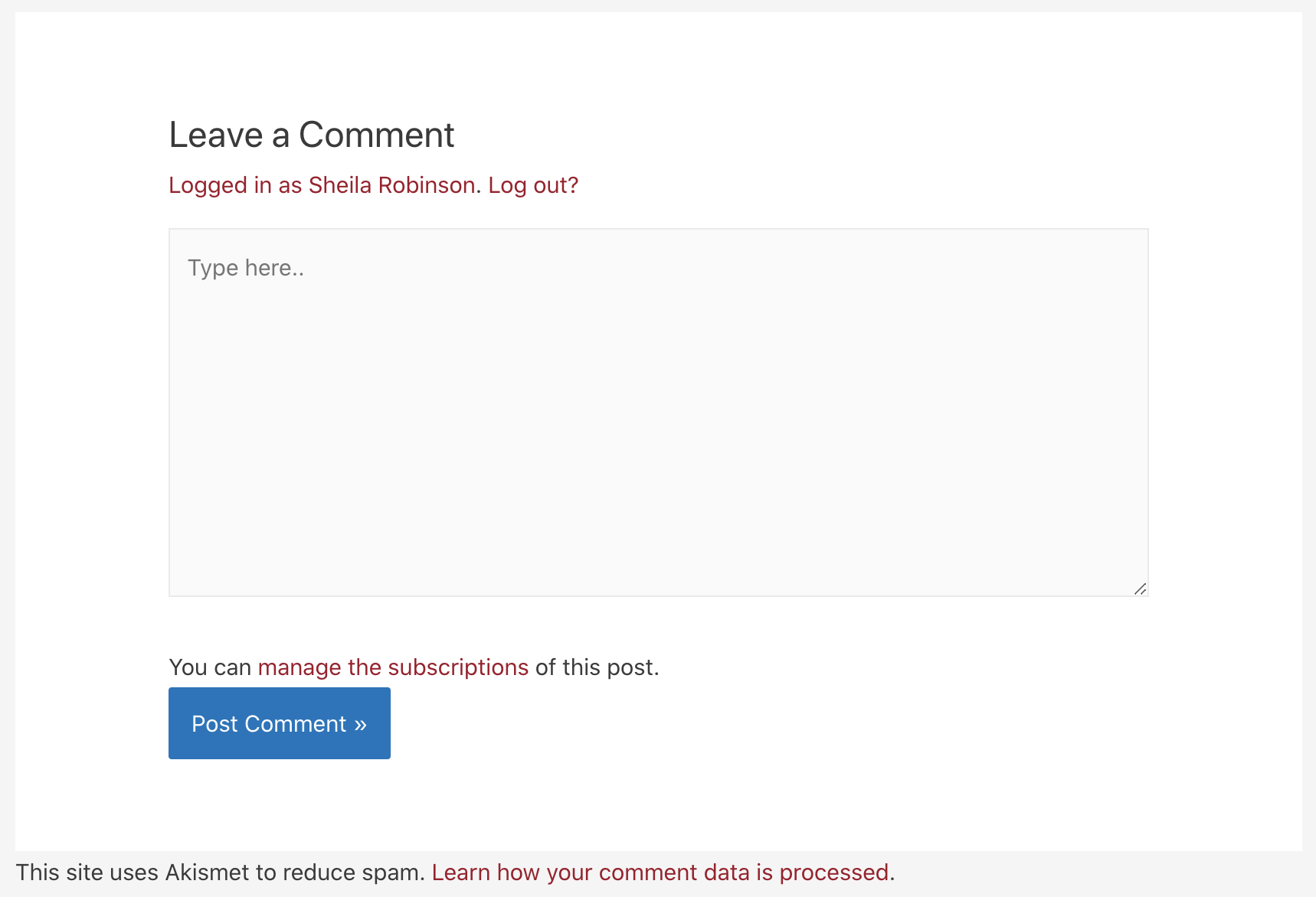 Image of Comment box area on aea365