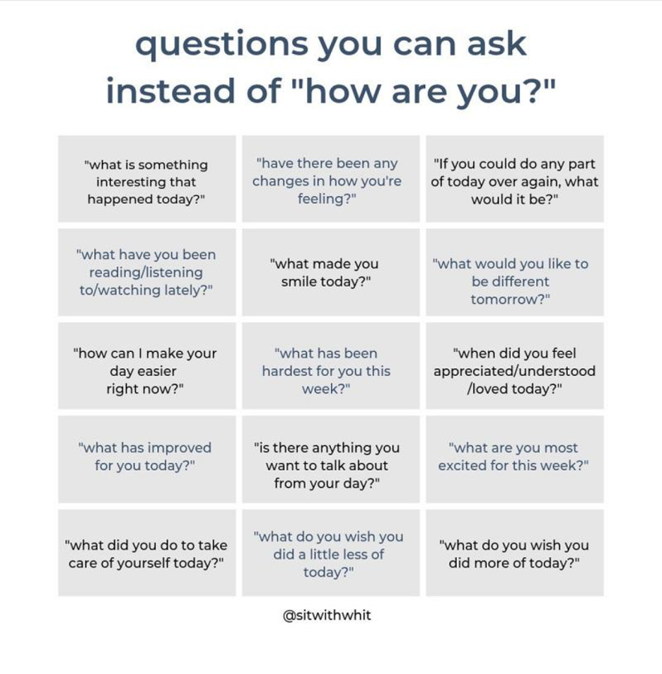 questions you can ask instead of "how are you?"
