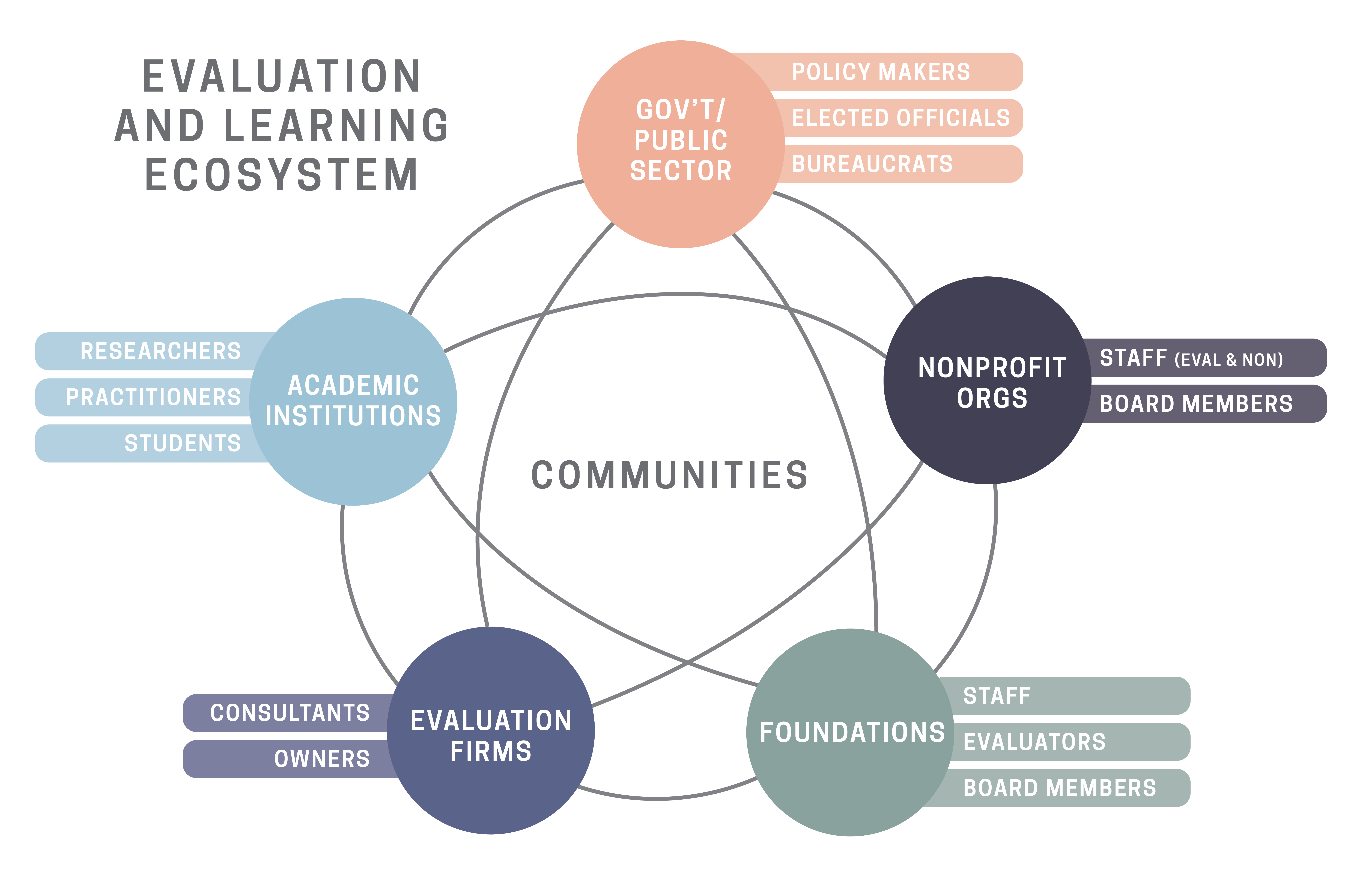 Evaluation and learning ecosystem diagram